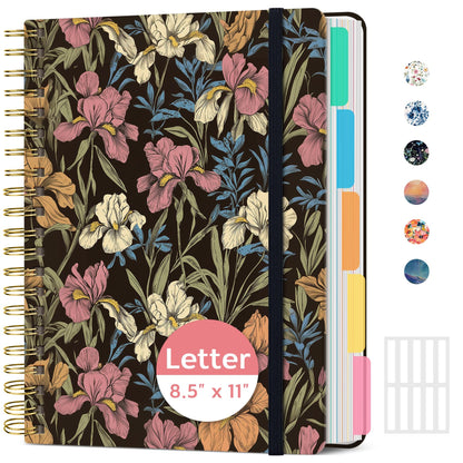 Taja Large Spiral Notebooks for Work 5 Subject with Removable Dividers