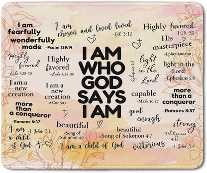 Inspirational Christian God Says I Am Mouse Pad, Minimalist Boho Floral Bible Verse Affirmation Mouse Pads Mousepad for Home Office Dorm Computers Laptop Supplies Desk Accessories, 9.5x7.9 Inch