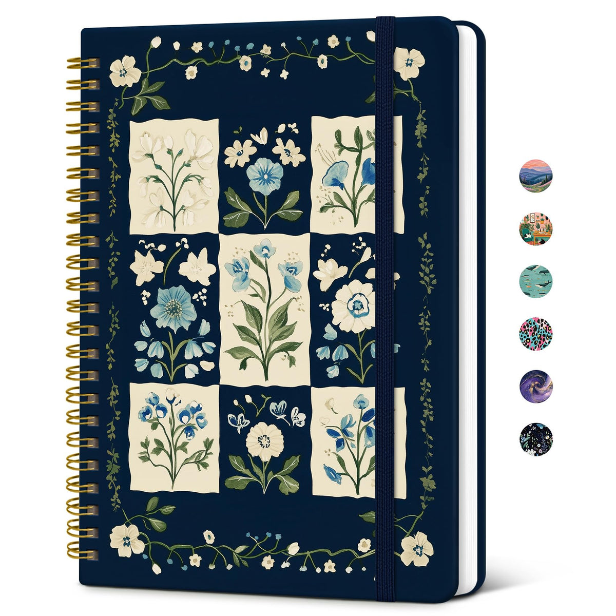 Taja Hardcover Journal for Women, Pretty Spiral Lined Notebook for Work, A5