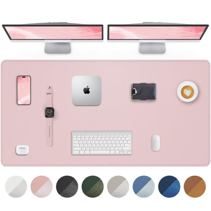 AFIING Desk Pad Protector 23.6" x 13.7" - Non-Slip Waterproof PU Leather Desk Mat for Mouse, Keyboard, Laptop, Office and Home Workspace (Beige)