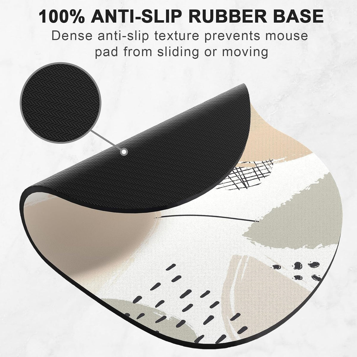 Mouse Pad, Premium-Textured Oval Computer Pad, 8.7" x 7.1" Thick 3 mm Anti-Slip Waterproof Rubber Cute Mouse Mat for Office, Home, Gaming, Laptop, PC, Artistic Dots