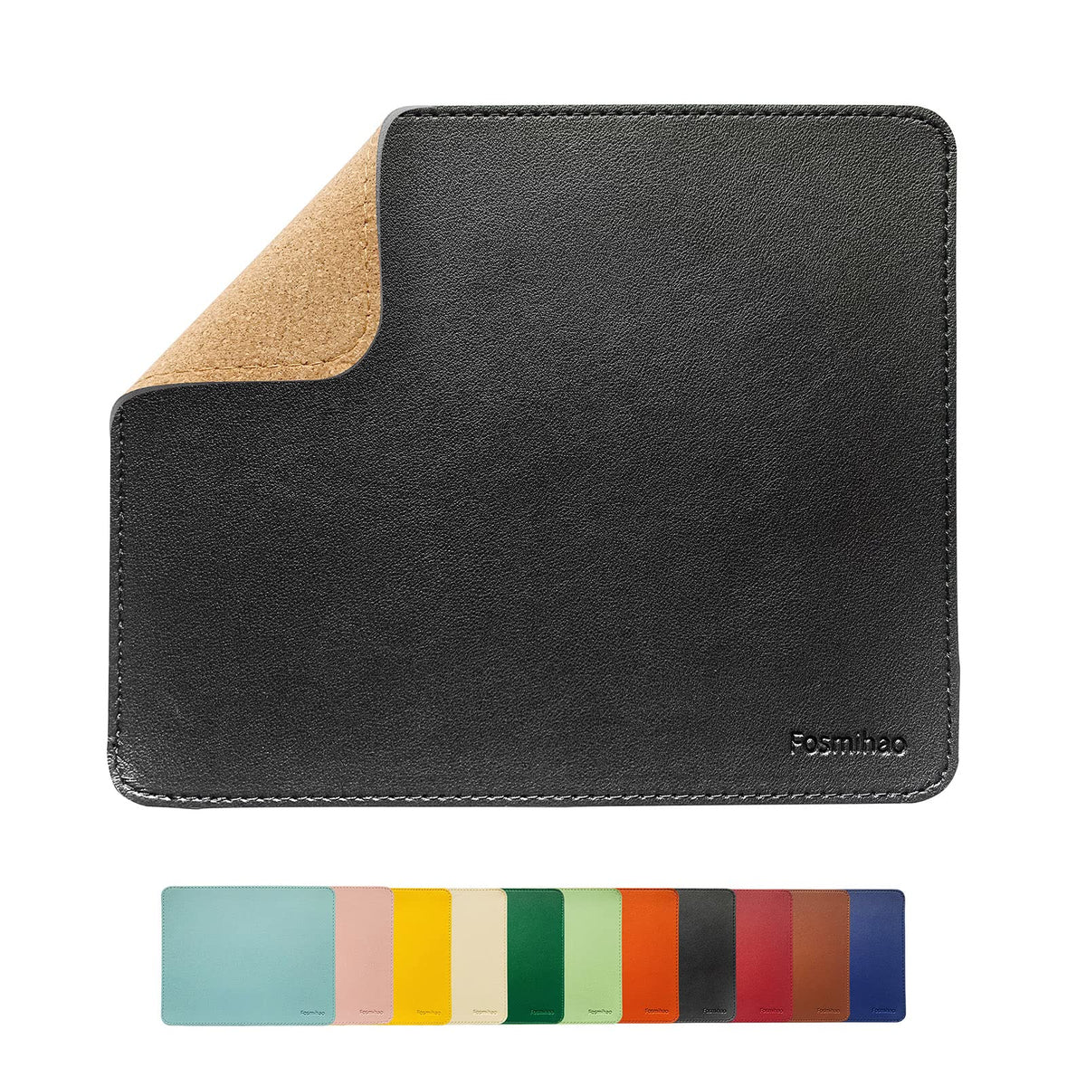 Leather Mouse Pad - Wooden Double-Side Mousepad with Stitched Edge, Waterproof Ultra Thin Mouse Pad for Computers, Laptop, Office & Home, 10.2 x 8.3 Inch, 1 Pack (Orange)