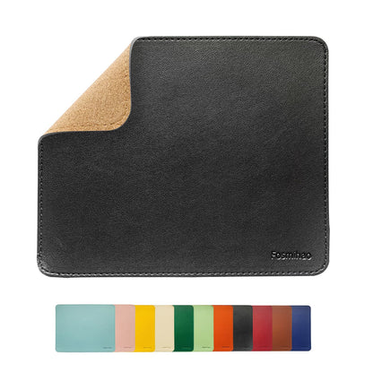 Leather Mouse Pad - Wooden Double-Side Mousepad with Stitched Edge, Waterproof Ultra Thin Mouse Pad for Computers, Laptop, Office & Home, 10.2 x 8.3 Inch, 1 Pack (Orange)