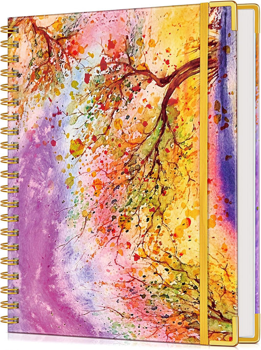 Lined Spiral Notebook Journal for Women, 150 Pages Cute Notebooks 5.75” x 8.38”, A5 Hardcover Spiral Journals with 100 GSM Thick Paper, College Ruled Notebook for Writing Work School, Autumn Tree