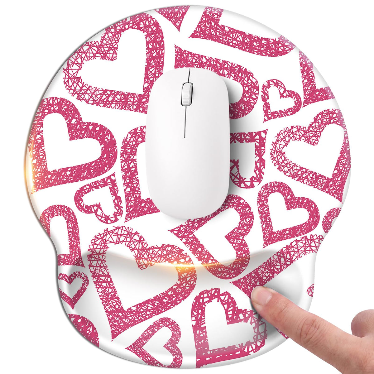 Pink Mouse pad with Wrist Rest,Relieving Pain Memory Foam Computer pad, Ergonomic Desktop Mouse, Silicone Material Mouse pad, with Non-Slip PU Base (Pink)