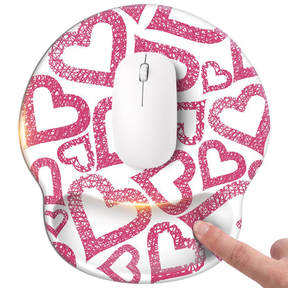 Pink Mouse pad with Wrist Rest,Relieving Pain Memory Foam Computer pad, Ergonomic Desktop Mouse, Silicone Material Mouse pad, with Non-Slip PU Base (Pink)