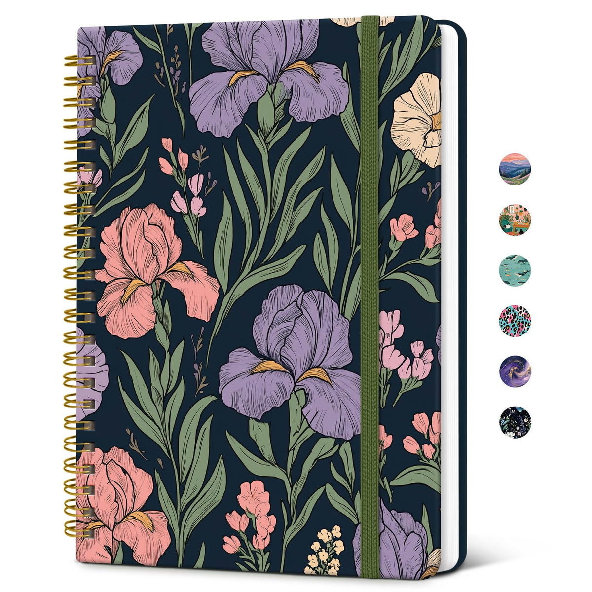 Taja Hardcover Journal for Women, Pretty Spiral Lined Notebook for Work, A5