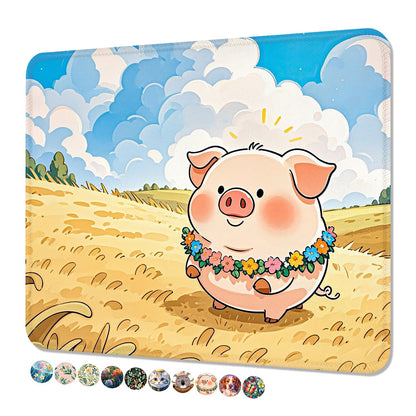 Mouse Pad, Cute Mouse Mat, 10" x 8", Colorful Flower Cat
