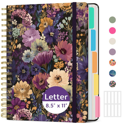 Taja Large Spiral Notebooks for Work 5 Subject with Removable Dividers