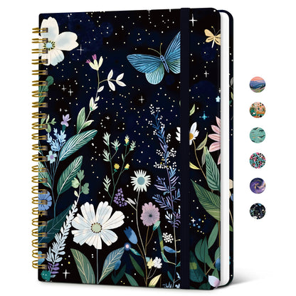 Taja Hardcover Journal for Women, Pretty Spiral Lined Notebook for Work, A5