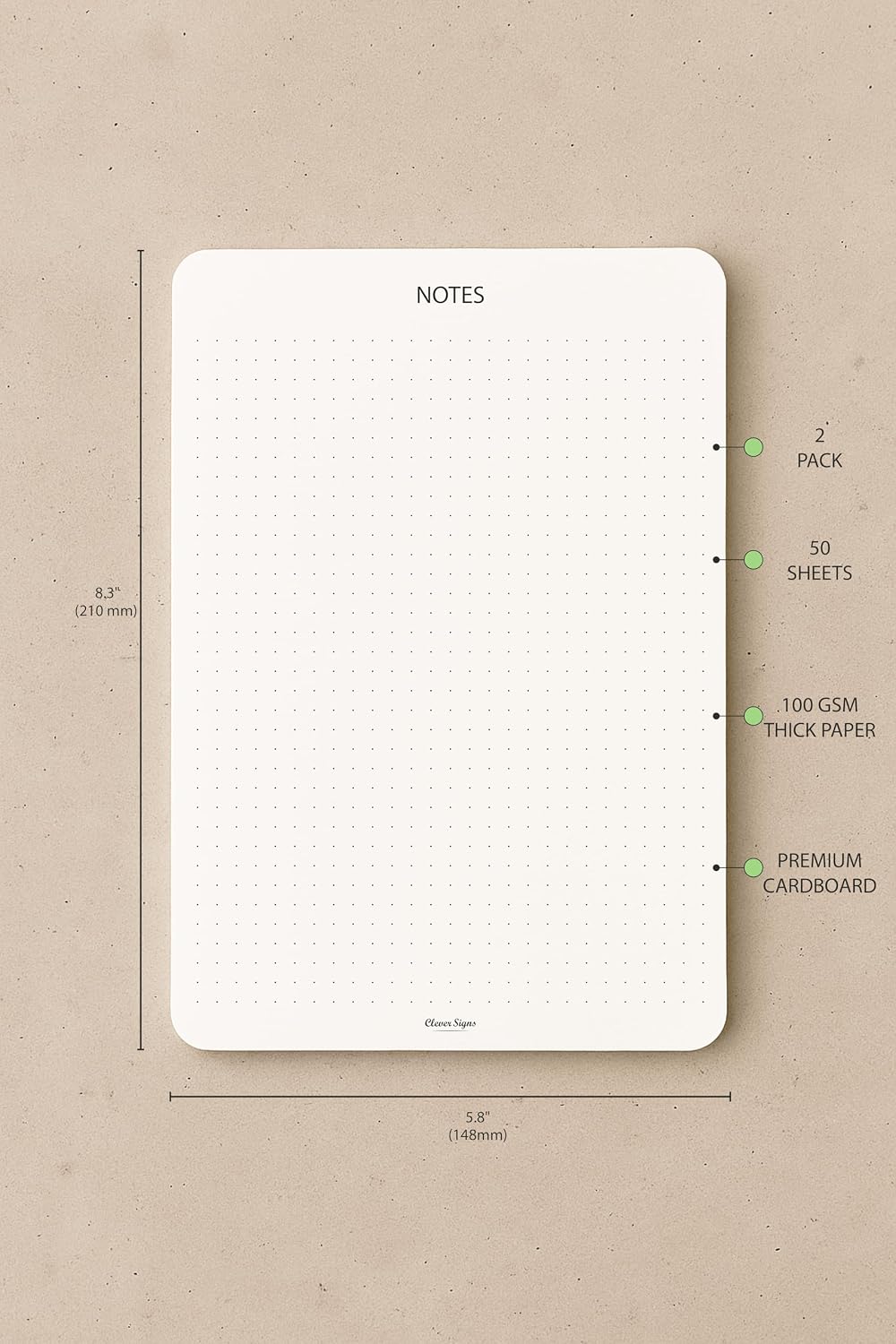 CLEVER SIGNS Memo Pads A5 Size (8.3" x 5.8") – 2-Pack, 50 Sheets Each, Premium Quality Paper with Cardboard Back Support – Perfect for Planning, Note-taking, Journaling, and Organizing