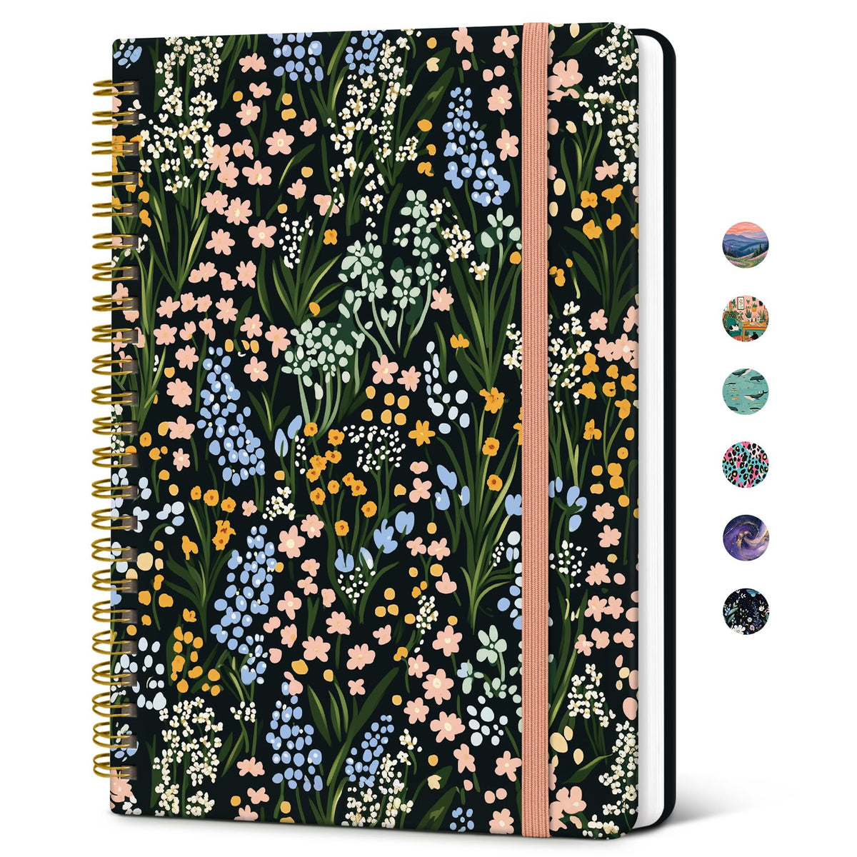 Taja Hardcover Journal for Women, Pretty Spiral Lined Notebook for Work, A5