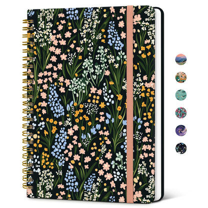 Taja Hardcover Journal for Women, Pretty Spiral Lined Notebook for Work, A5