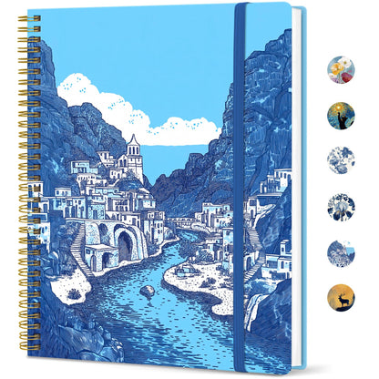 Taja Large Spiral Lined Journal for Women and Men, Notebook for Work