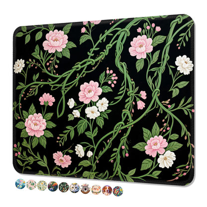 Mouse Pad, Cute Mouse Mat, 10" x 8", Colorful Flower Cat