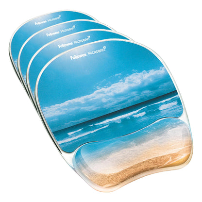 Fellowes Photo Gel Mouse Pad Wrist Rest with MICROBAN - Sandy Beach (9179301)