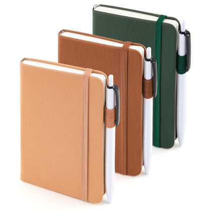 feela 3 Pack Pocket Small Notebook Journals, Mini Cute Hardcover College Ruled Notepad Women Office Supplies, with 3 Black Pens, 3.5”x 5.5”, A6, Pastel Colors, Light Blue, Light Purple, Light Green