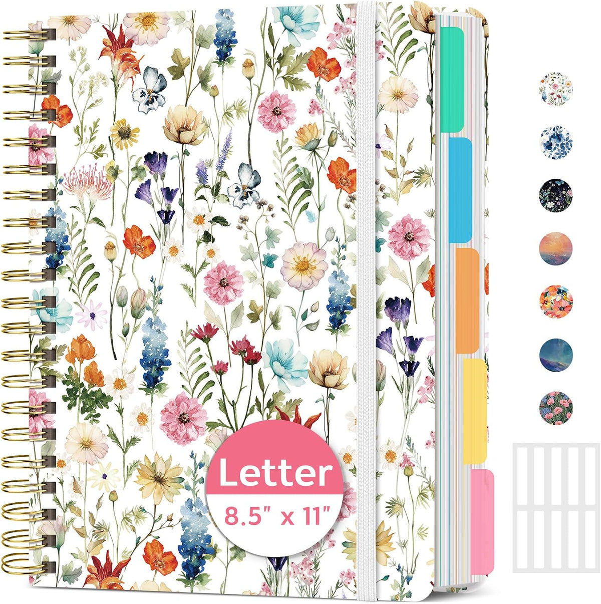 Taja Large Spiral Notebooks for Work 5 Subject with Removable Dividers