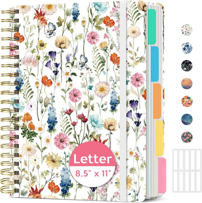 Taja Large Spiral Notebooks for Work 5 Subject with Removable Dividers