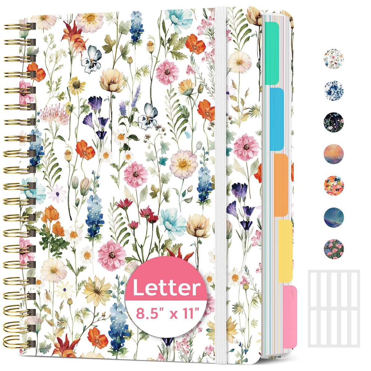 Taja Large Spiral Notebooks for Work 5 Subject with Removable Dividers