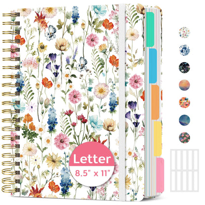 Taja Large Spiral Notebooks for Work 5 Subject with Removable Dividers