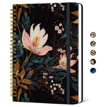 Taja Spiral Lined Journal for Women, Pretty Hardcover Journal Notebook, A5