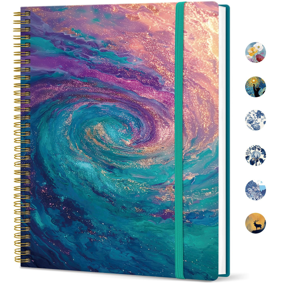 Taja Large Spiral Lined Journal for Women and Men, Notebook for Work