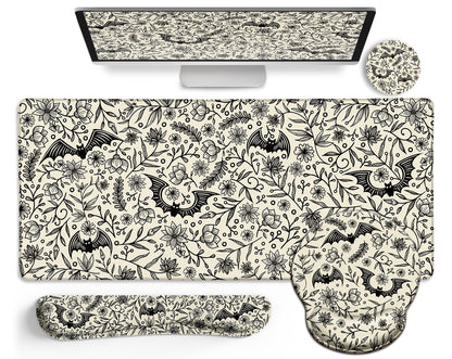 LIMKRIAN Goth Skull Mouse Pad Set Large Desk Mat for Desktop Decor