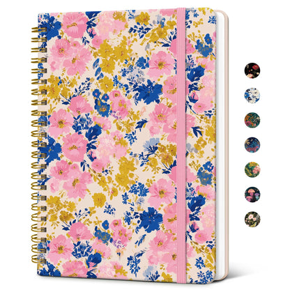 Taja Spiral Lined Journal for Women, Pretty Hardcover Journal Notebook, A5