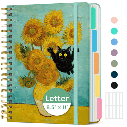 Taja Large Spiral Notebooks for Work 5 Subject with Removable Dividers