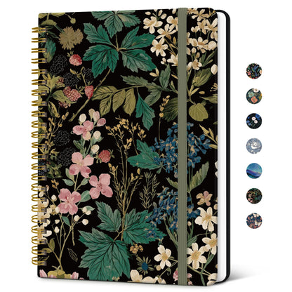 Taja Pretty Spiral Journal for Women, Lined Hardcover Notebook, 6" x 8"