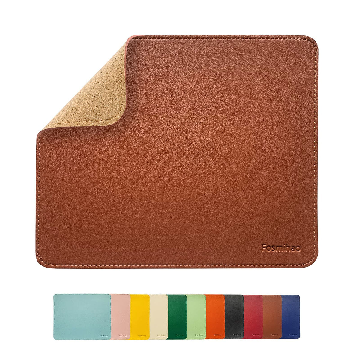 Leather Mouse Pad - Wooden Double-Side Mousepad with Stitched Edge, Waterproof Ultra Thin Mouse Pad for Computers, Laptop, Office & Home, 10.2 x 8.3 Inch, 1 Pack (Orange)