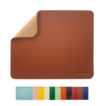 Leather Mouse Pad - Wooden Double-Side Mousepad with Stitched Edge, Waterproof Ultra Thin Mouse Pad for Computers, Laptop, Office & Home, 10.2 x 8.3 Inch, 1 Pack (Orange)