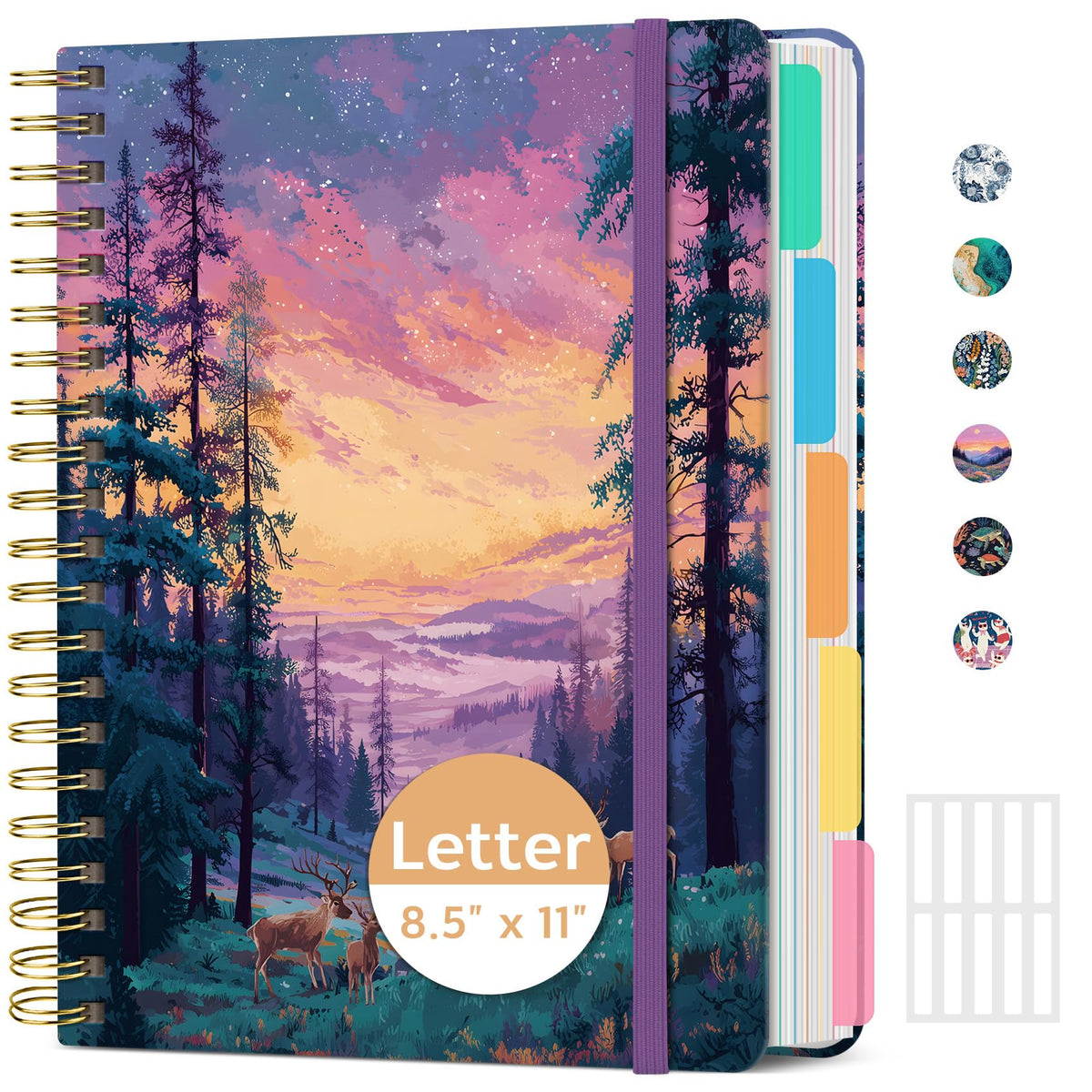 ZOTIA Large Spiral Notebooks for Work 5 Subject with Removable Dividers