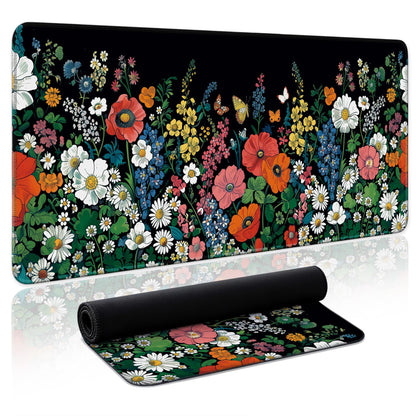 Aesthetic Desk Mat, Cute Enchanted Garden Desk Pad Protector for Work & Decor, 31.5" x 11.8", Pretty Non-Slip Extended Mouse Pad for Office or Home