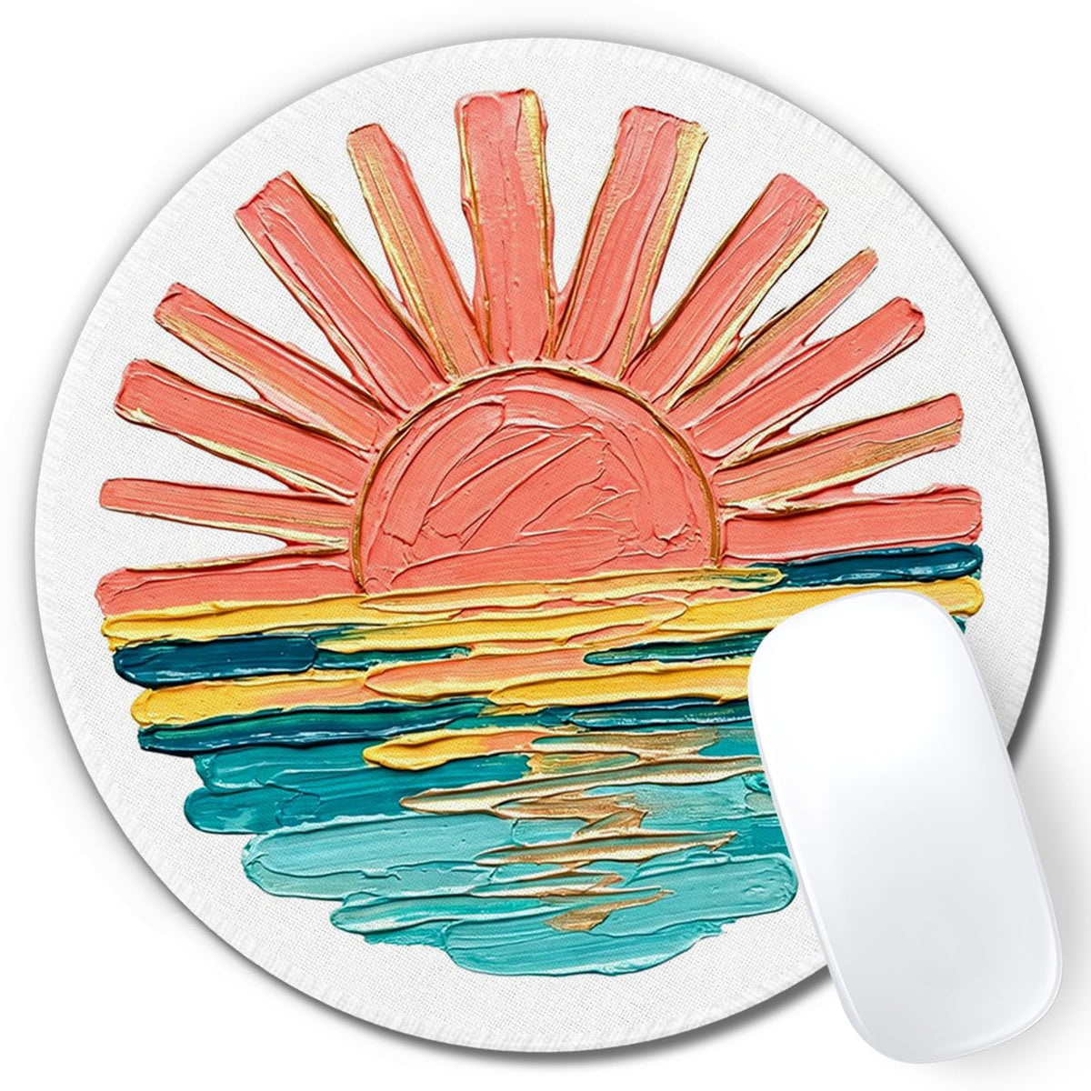 Boho Colorful Sunshine Rainbow Mouse Pad, Cute Sunshine Mouse Pads Mousepad for Desk Home Office Dorm Computers Laptop, Boho Office Supplies Desk Accessories, 7.9x7.9 Inch
