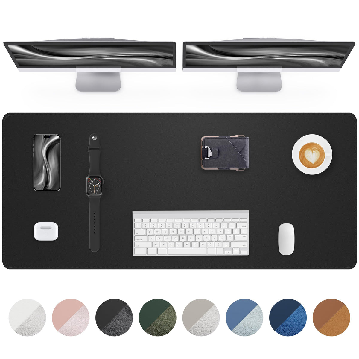AFIING Desk Pad Protector 23.6" x 13.7" - Non-Slip Waterproof PU Leather Desk Mat for Mouse, Keyboard, Laptop, Office and Home Workspace (Beige)