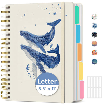 Taja Large Spiral Notebooks for Work 5 Subject with Removable Dividers