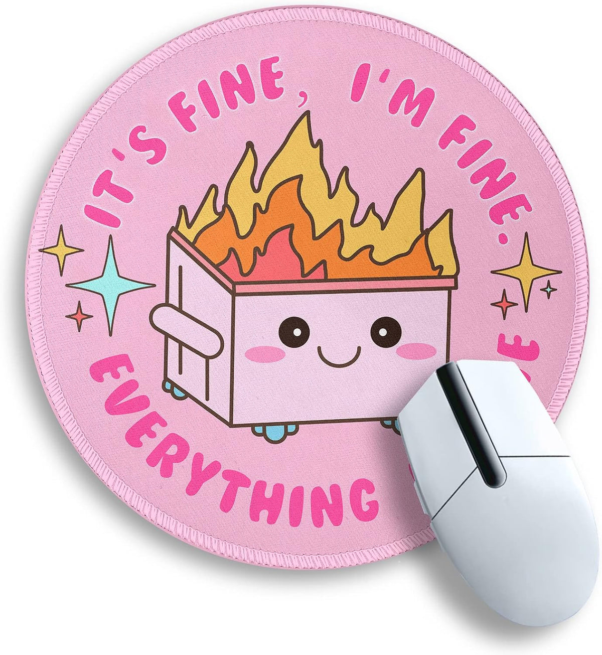 Gctriki Pink Round Mouse Pads for Desk, Cute Office Decor for Women 8.6 in