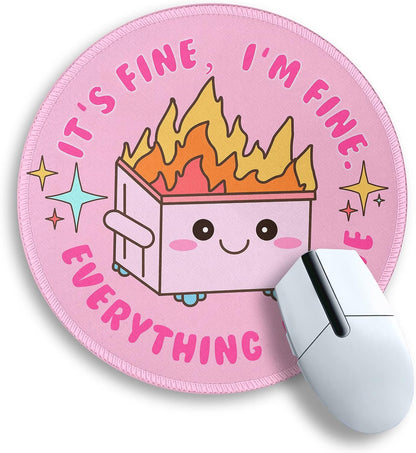 Gctriki Pink Round Mouse Pads for Desk, Cute Office Decor for Women 8.6 in