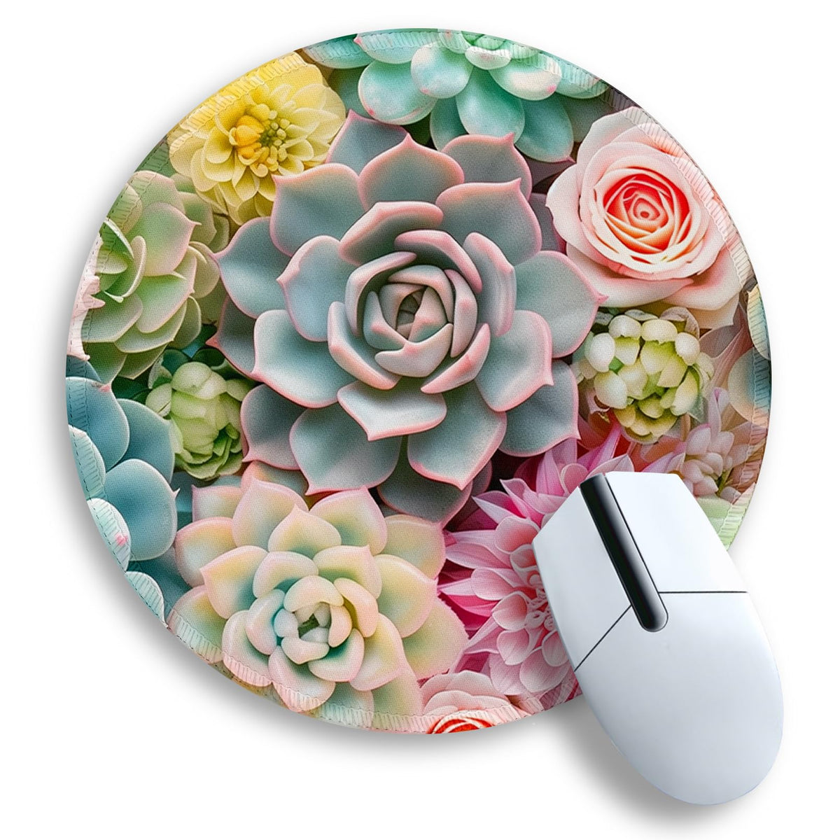Gctriki Pink Round Mouse Pads for Desk, Cute Office Decor for Women 8.6 in