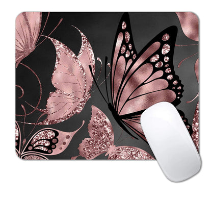 IMAYONDIA Small Mouse Pad Cute, Purple Gold Butterfly Mouse Pads, Modern Flowers Mousepad for Women Girls, Beutiful Mouse Mat Computer Laptop Office, 9.5 X 7.9 Inch