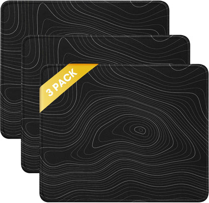 JIKIOU 3 Pack Mouse Pad with Stitched Edge, Perfect Size 10.2x8.3in Black