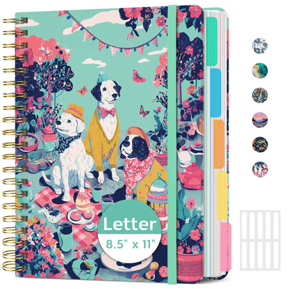 ZOTIA Large Spiral Notebooks for Work 5 Subject with Removable Dividers
