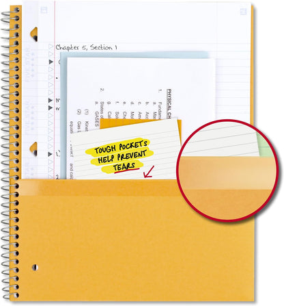 Five Star Spiral Notebook + Study App, 100 Sheets, 1 Subject, College Ruled Paper, Fights Ink Bleed, Water Resistant Cover, 820337-ECM, Purple, Pink, White & Green, 8-1/2" x 11", 4 Pack