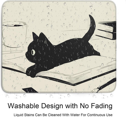 Cute Black Cat Mouse Pad,Kawaii Anime Cat Mouse Pads for Wireless Mouse Desk Accessories,10"X8" Travel Mousepad with Non-Slip Rubber Base, Stitched Edge Mouse Pads for Desk,Computers,Laptop,Office
