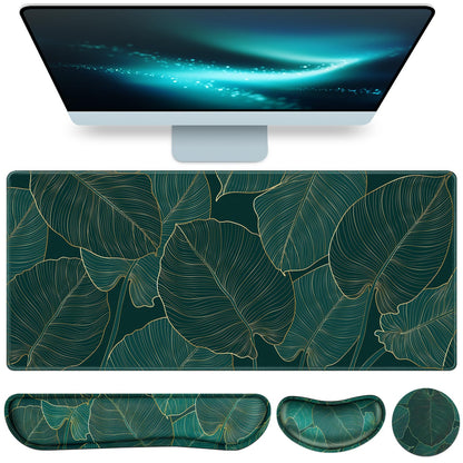 Desk Mat, Large Gaming Mouse Pad with Wrist Rest, 4in1 XXL Mousepad Floral
