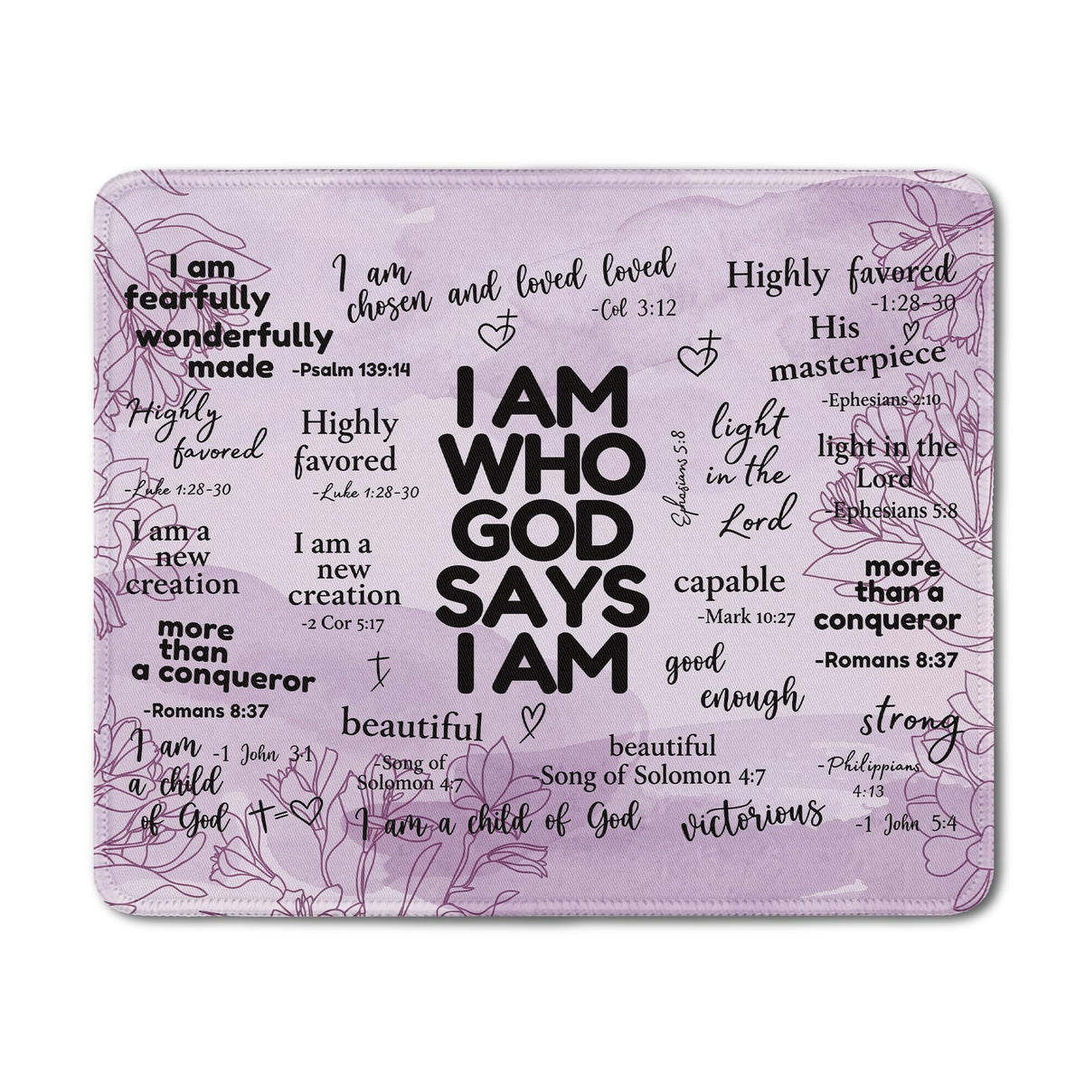 Inspirational Christian God Says I Am Mouse Pad, Minimalist Boho Floral Bible Verse Affirmation Mouse Pads Mousepad for Home Office Dorm Computers Laptop Supplies Desk Accessories, 9.5x7.9 Inch