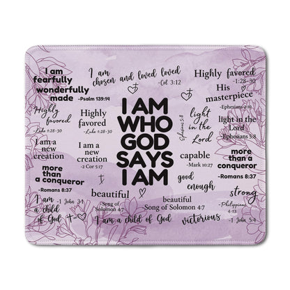 Inspirational Christian God Says I Am Mouse Pad, Minimalist Boho Floral Bible Verse Affirmation Mouse Pads Mousepad for Home Office Dorm Computers Laptop Supplies Desk Accessories, 9.5x7.9 Inch