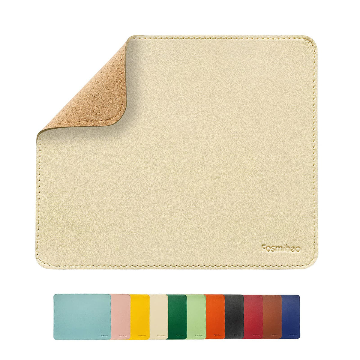 Leather Mouse Pad - Wooden Double-Side Mousepad with Stitched Edge, Waterproof Ultra Thin Mouse Pad for Computers, Laptop, Office & Home, 10.2 x 8.3 Inch, 1 Pack (Orange)
